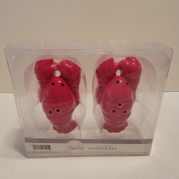 Destination Holiday Salt & Pepper Shaker Set Red Lobsters NIB - Picture 1 of 2